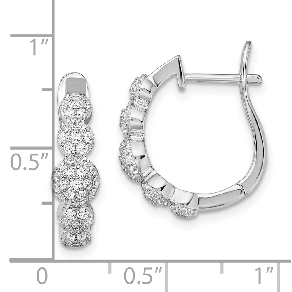Brilliant Embers Sterling Silver Rhodium-plated 92 Stone Micro PavÇ CZ Hinged Hoop Earrings