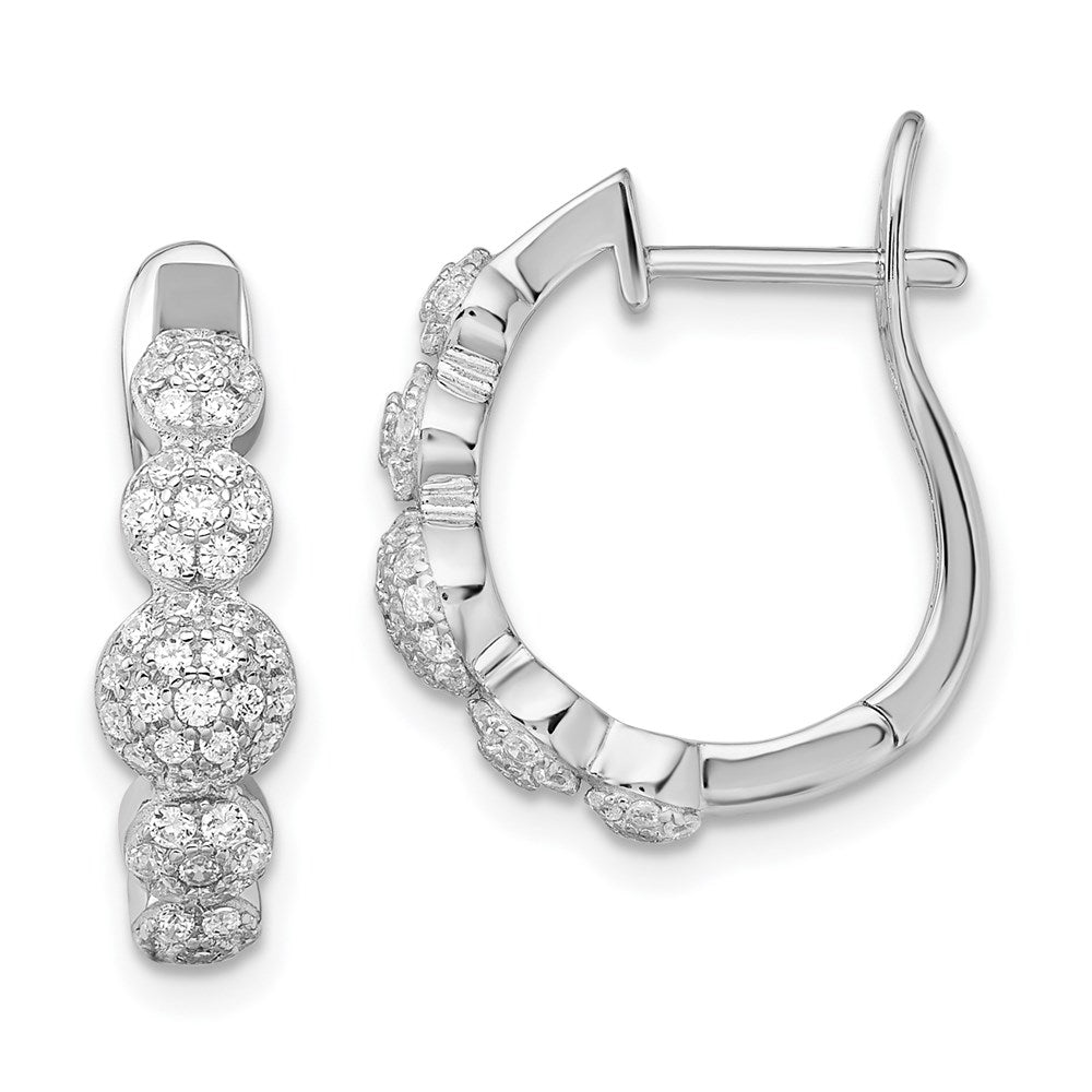 Brilliant Embers Sterling Silver Rhodium-plated 92 Stone Micro PavÇ CZ Hinged Hoop Earrings