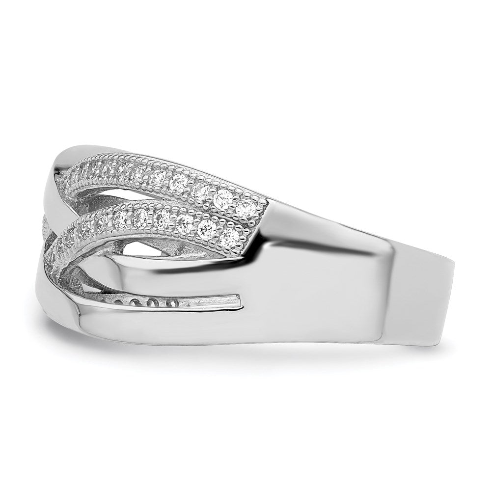 Brilliant Embers Sterling Silver Rhodium-plated 44 Stone Micro Pav√á CZ Polished Ring