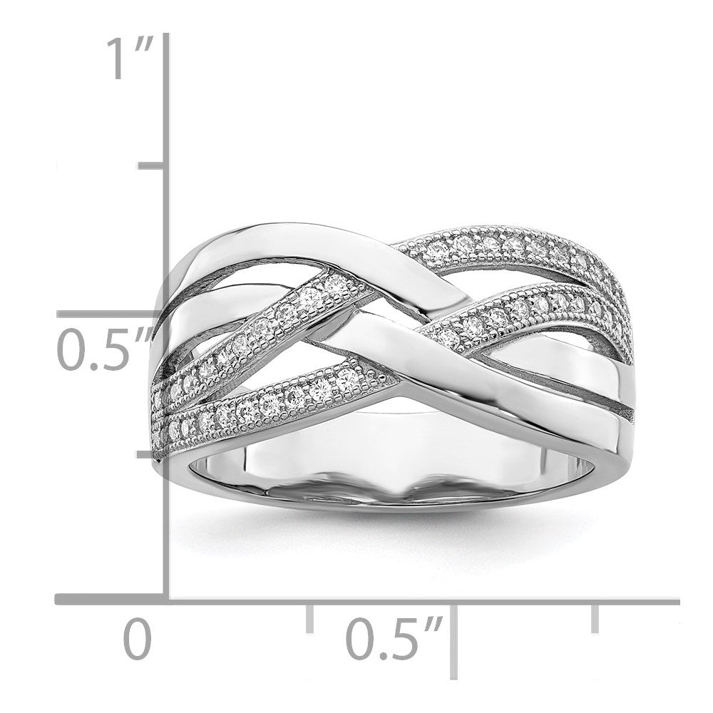 Brilliant Embers Sterling Silver Rhodium-plated 44 Stone Micro Pav√á CZ Polished Ring