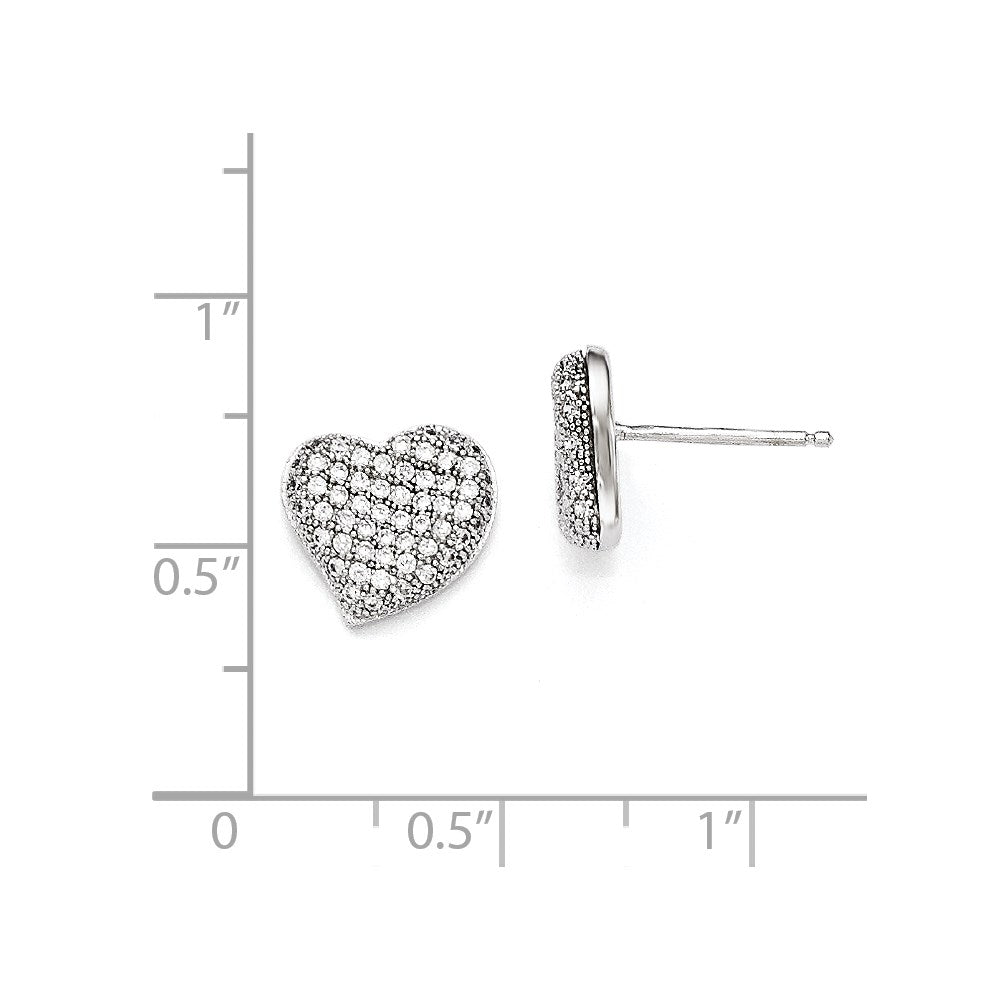 Sterling Silver & CZ Brilliant Embers Polished Heart Post Earrings