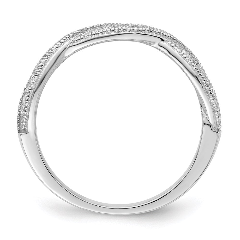 Brilliant Embers Sterling Silver Rhodium-plated 48 Stone Criss Cross Micro PavÇ CZ Polished Ring