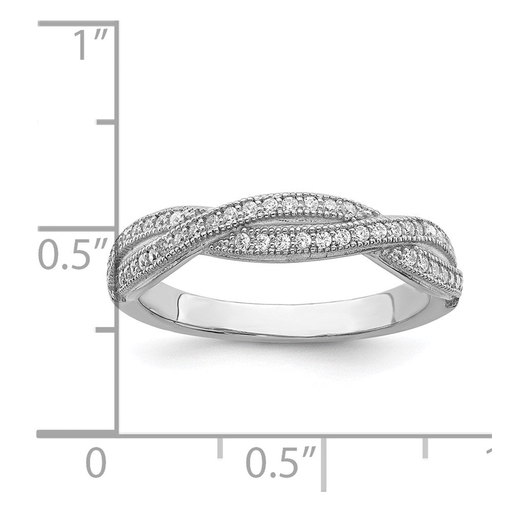 Brilliant Embers Sterling Silver Rhodium-plated 48 Stone Criss Cross Micro Pav√á CZ Polished Ring