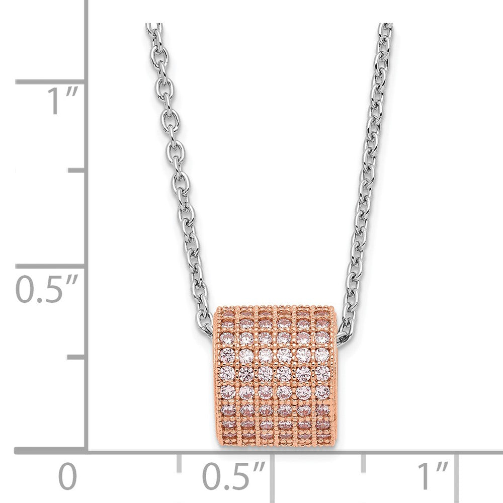 Brilliant Embers Sterling Silver Rose Gold-plated Pink CZ w/ 2in ext Necklace
