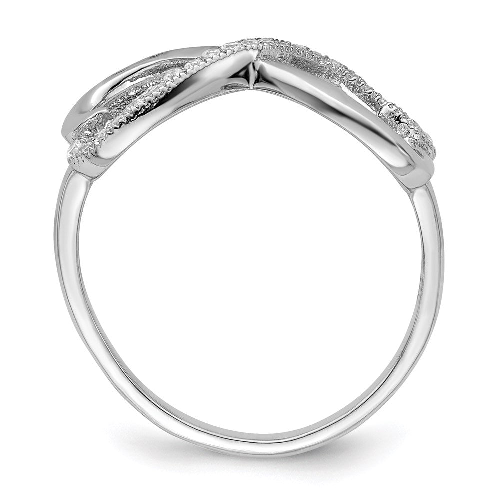 Brilliant Embers Sterling Silver Rhodium-plated 20 Stone Micro Pav√á CZ Heart Ring