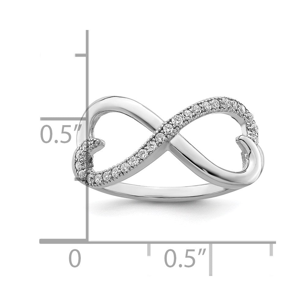 Brilliant Embers Sterling Silver Rhodium-plated 20 Stone Micro Pav√á CZ Heart Ring