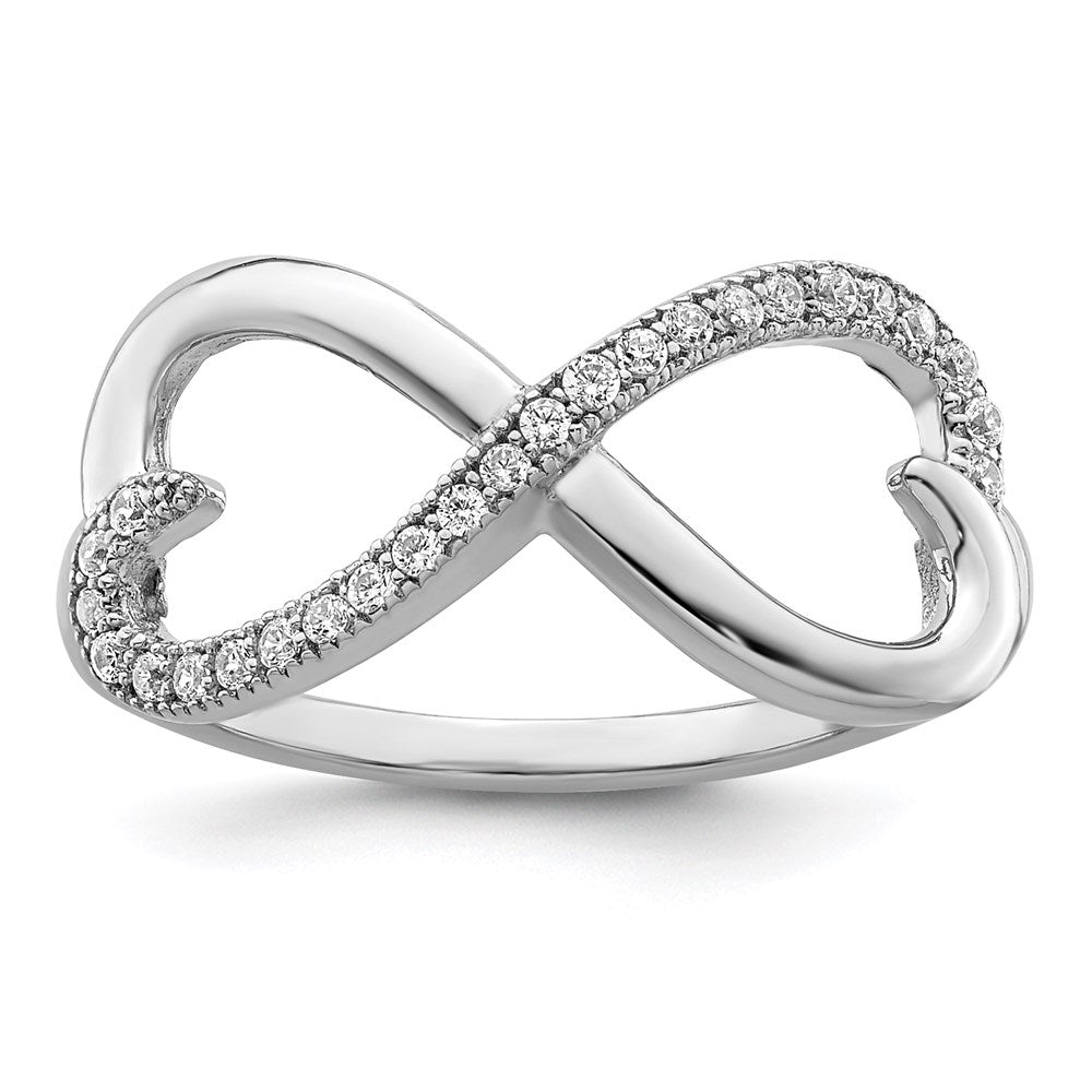 Brilliant Embers Sterling Silver Rhodium-plated 20 Stone Micro Pav√á CZ Heart Ring