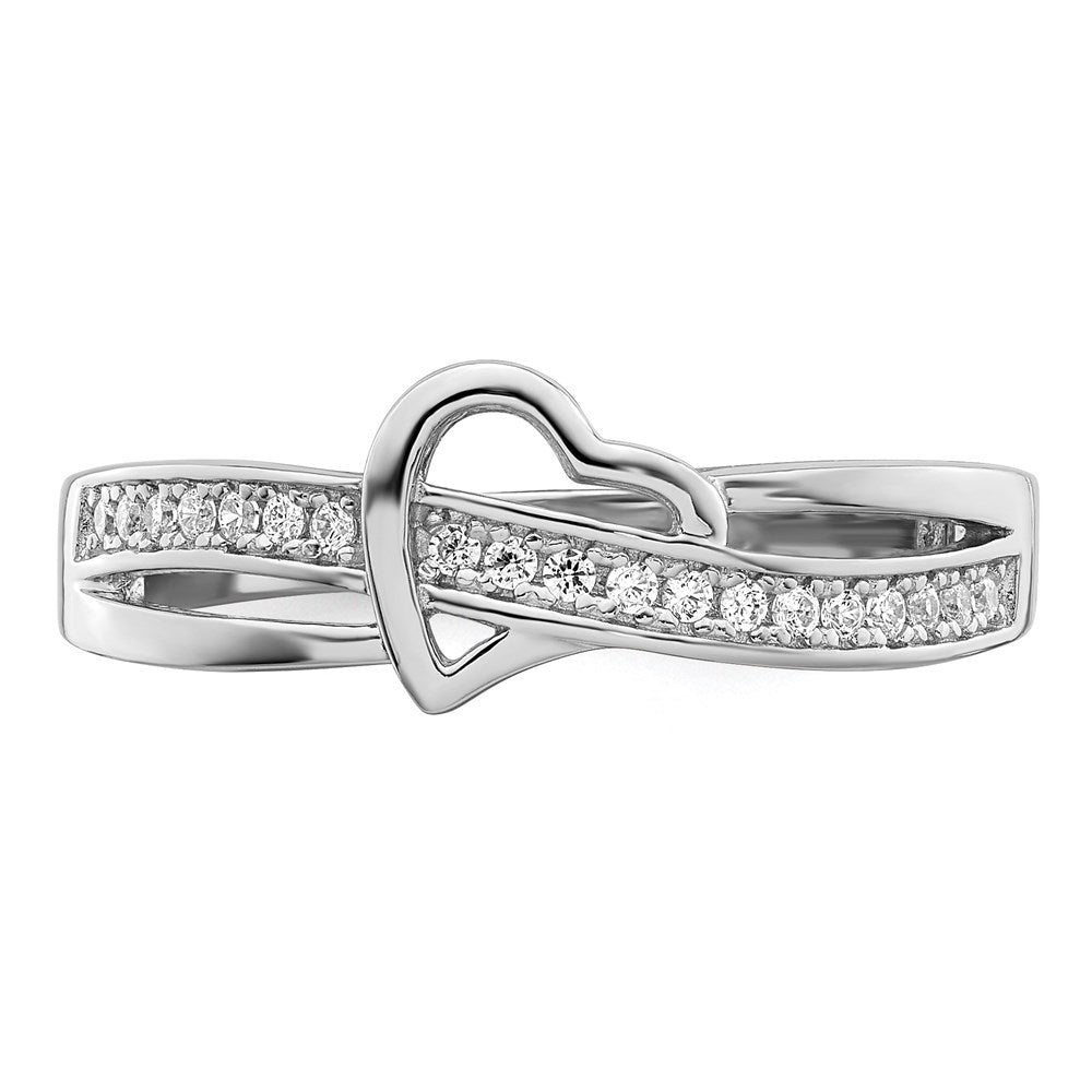 Brilliant Embers Sterling Silver Rhodium-plated 20 Stone Micro PavÇ CZ Heart Ring