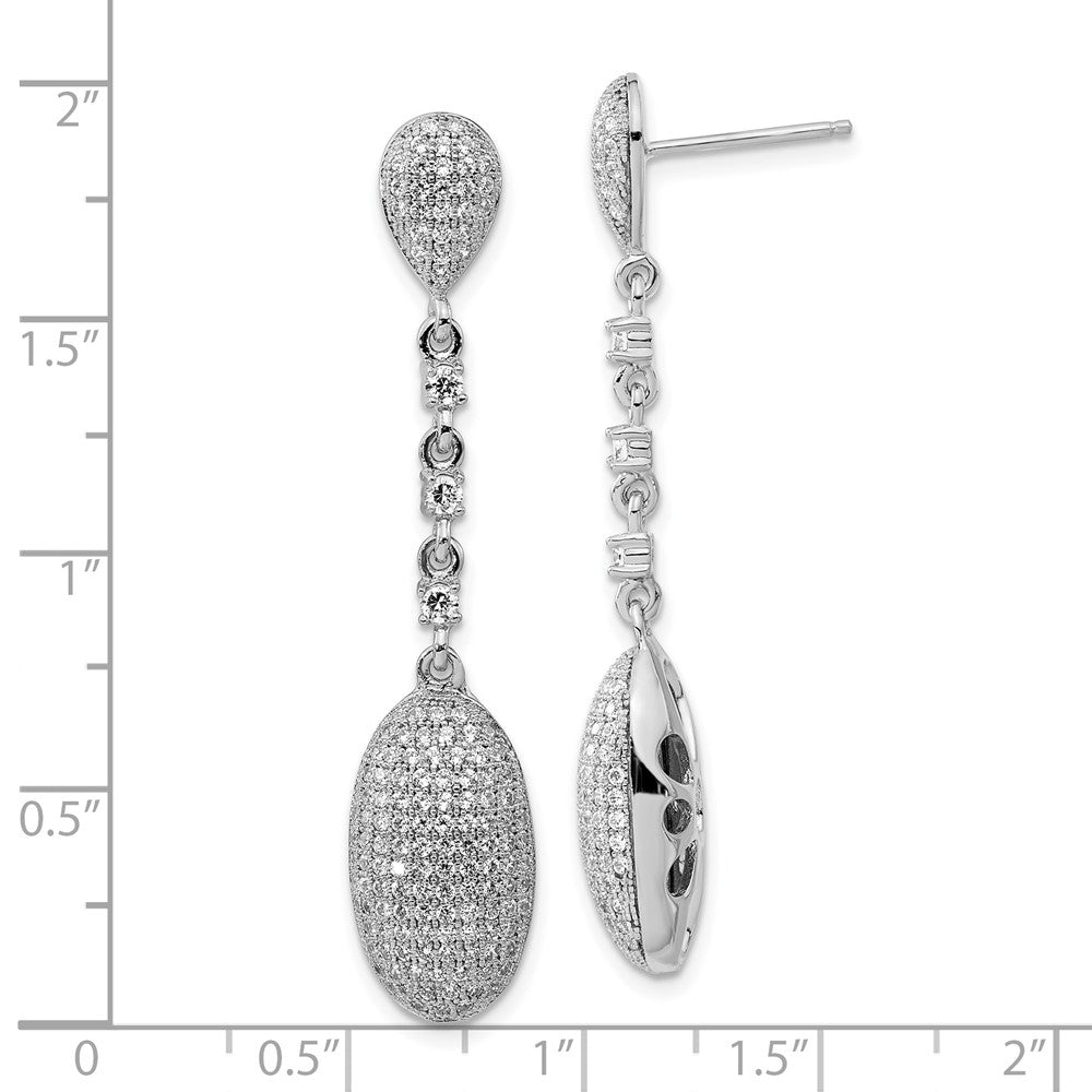 Brilliant Embers Sterling Silver Polished CZ Post Dangle Earrings