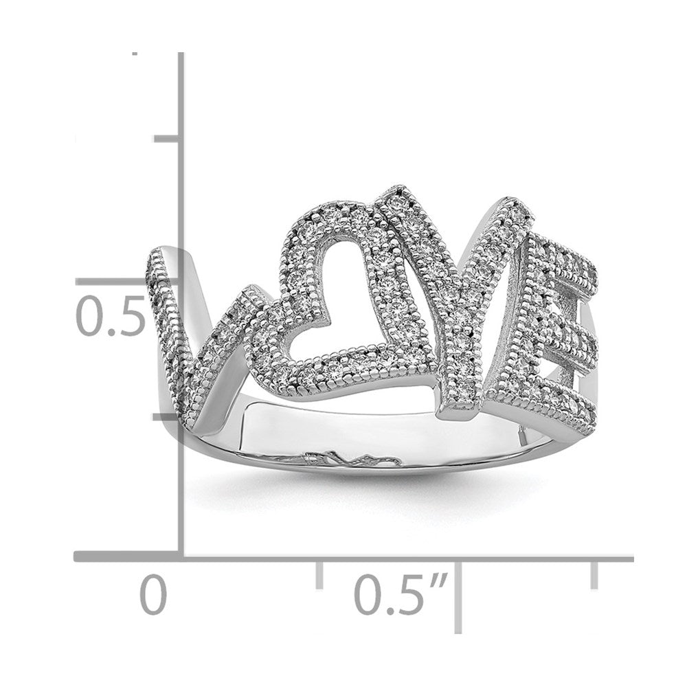 Brilliant Embers Sterling Silver Rhodium-plated 63 Stone Micro Pav√á CZ Polished Love Ring