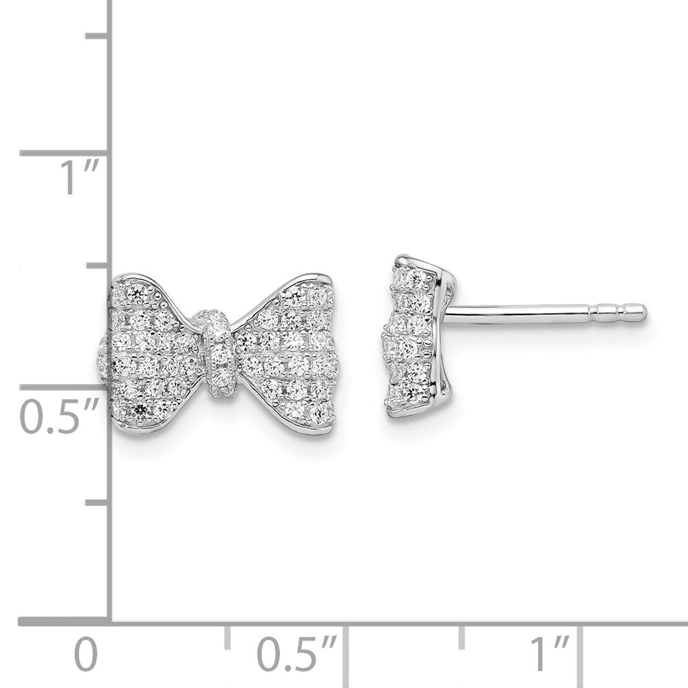 Brilliant Embers Sterling Silver Rhodium-plated 102 Stone Micro PavÇ CZ Bow Post Earrings