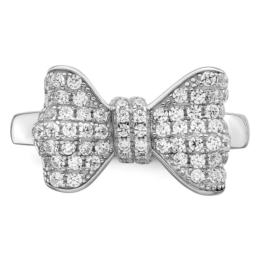 Brilliant Embers Sterling Silver Rhodium-plated 71 Stone Micro Pav√á CZ Bow Ring