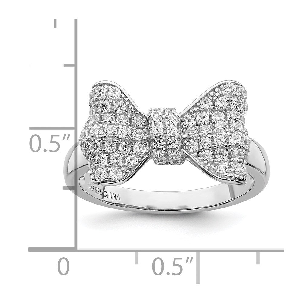 Brilliant Embers Sterling Silver Rhodium-plated 71 Stone Micro Pav√á CZ Bow Ring