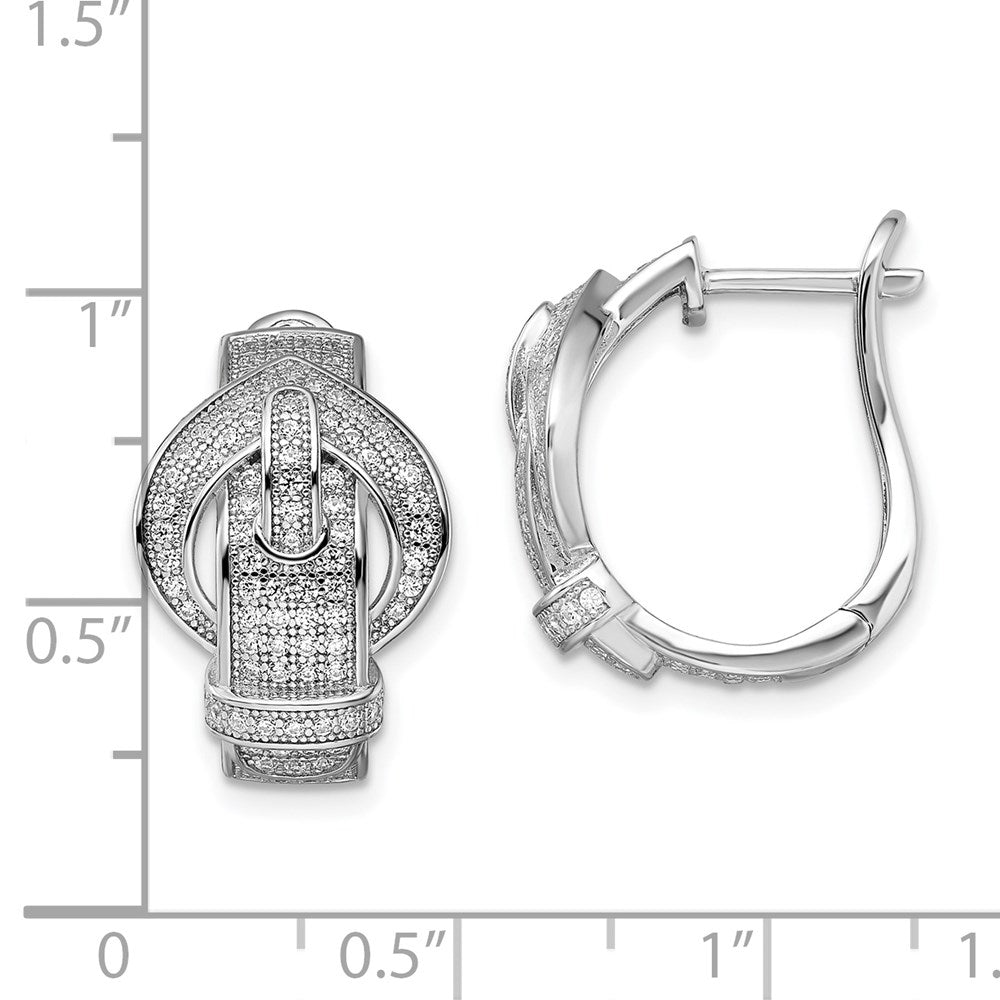 Brilliant Embers Sterling Silver Rhodium-plated 202 Stone Micro PavÇ CZ Buckle Hinged Post Earrings