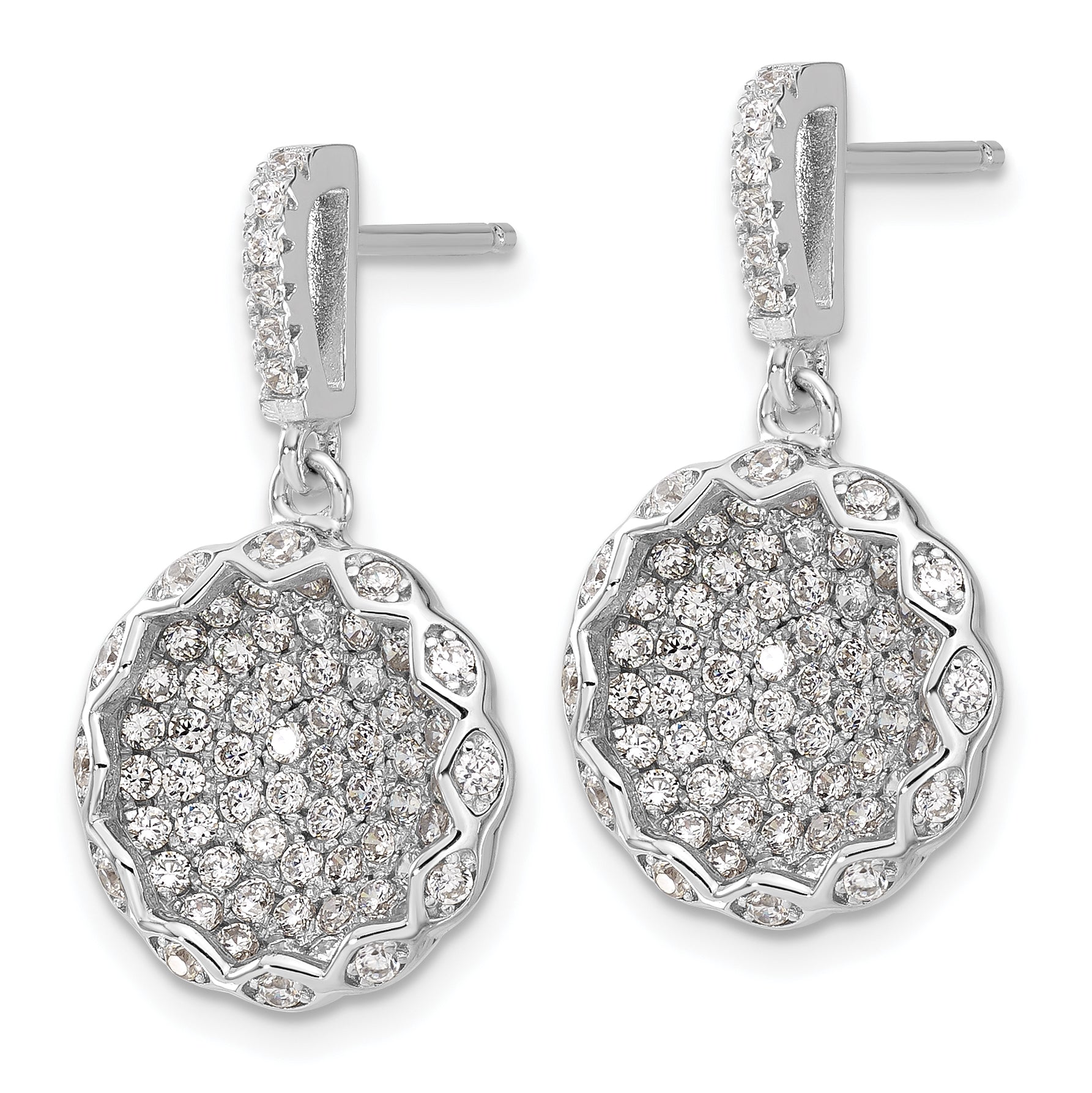 Sterling Silver & Cz Brilliant Embers Dangle Post Earrings Qmp1180