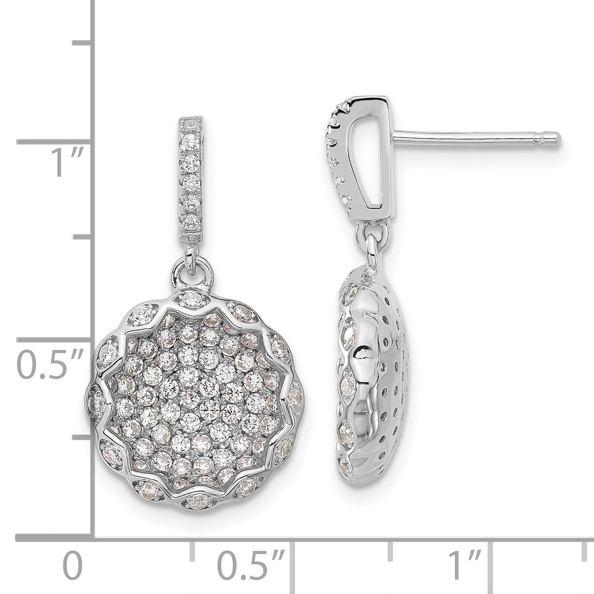 Sterling Silver & Cz Brilliant Embers Dangle Post Earrings Qmp1180