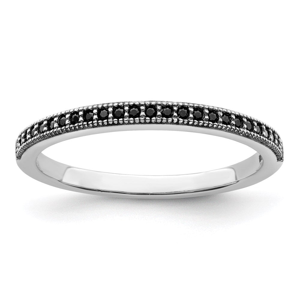Brilliant Embers Sterling Silver Rhodium-plated 25 stone Micro Pav√á Black CZ Polished Ring