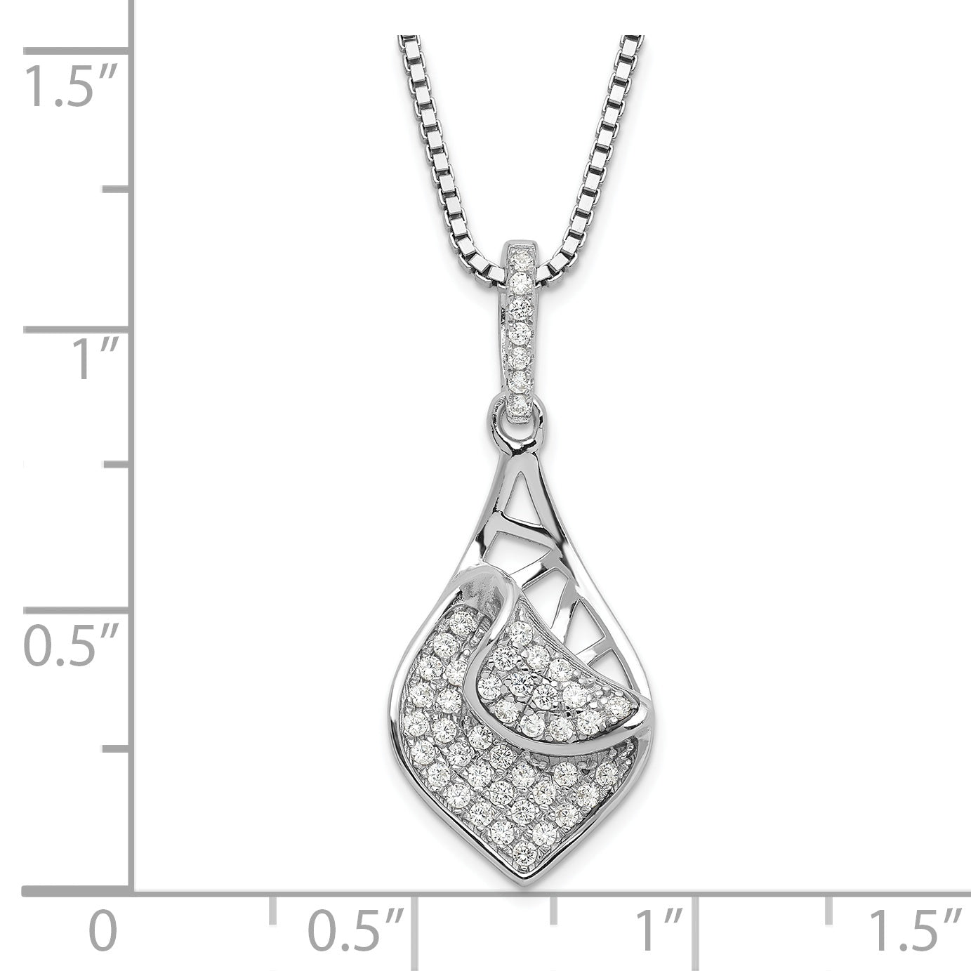 Sterling Silver & CZ Brilliant Embers Fancy Teardrop Necklace