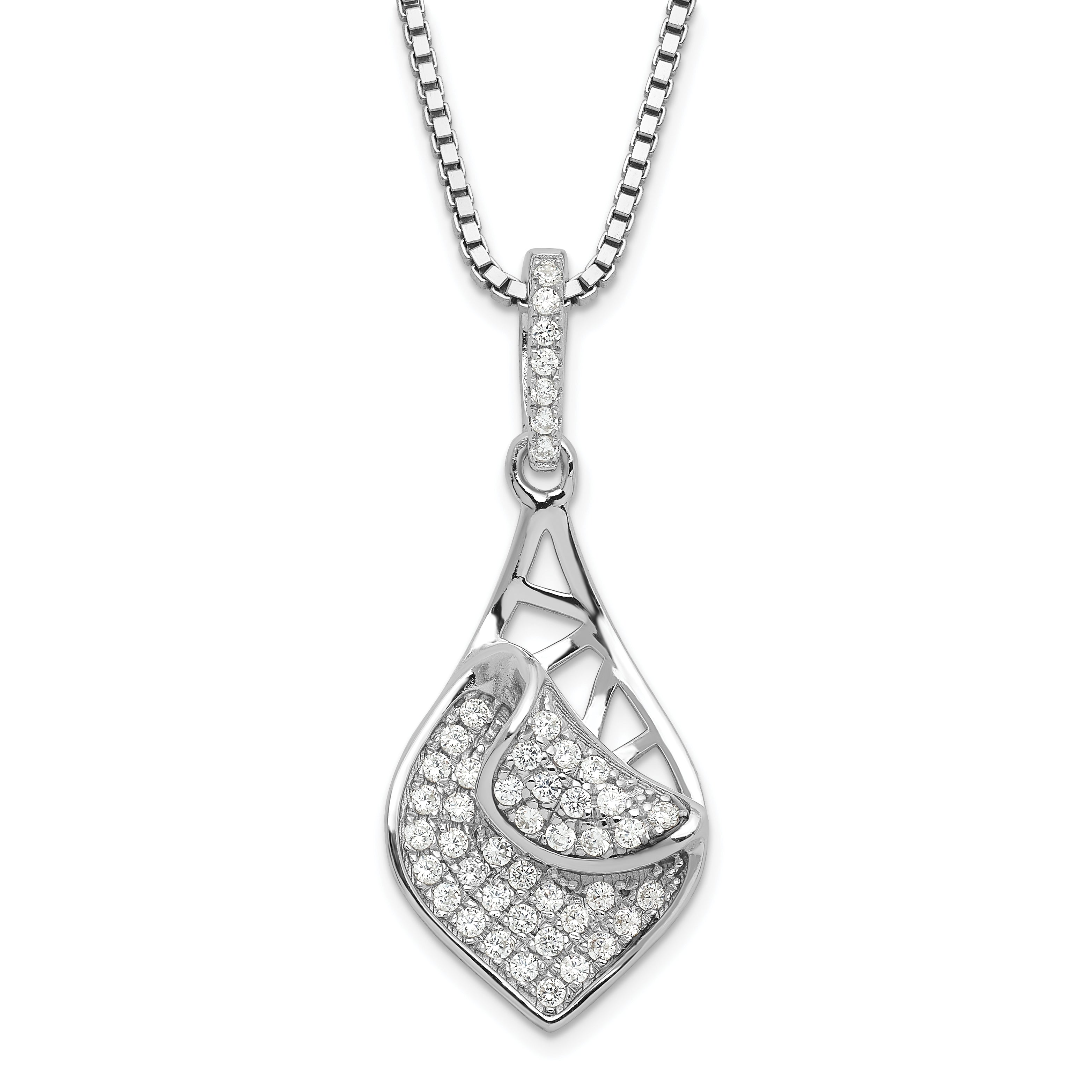 Sterling Silver & CZ Brilliant Embers Fancy Teardrop Necklace
