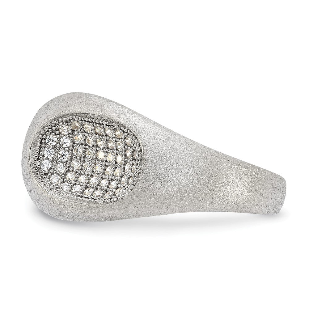 Sterling Silver Brilliant Embers Modern Brushed CZ Ring