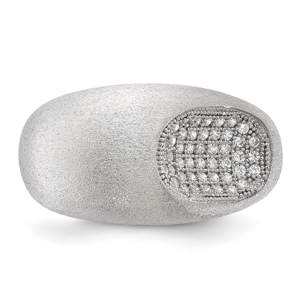 Sterling Silver Brilliant Embers Modern Brushed CZ Ring