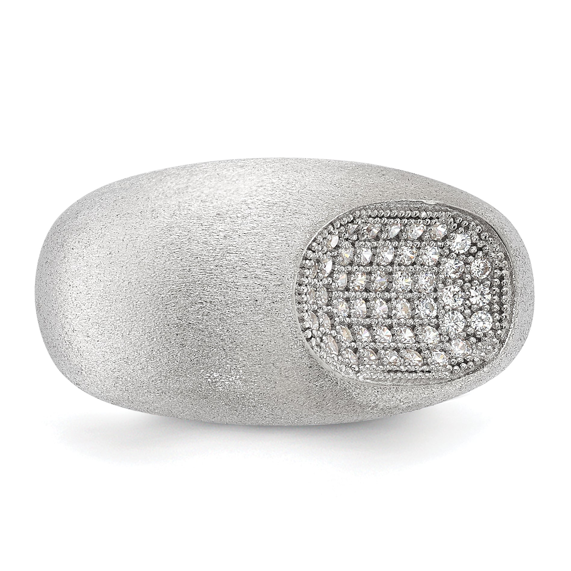 Sterling Silver Brilliant Embers Modern Brushed CZ Ring