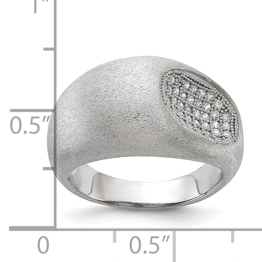 Sterling Silver Brilliant Embers Modern Brushed CZ Ring