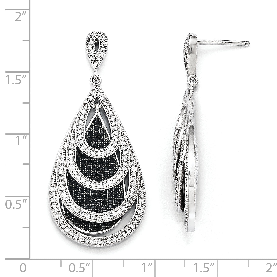 SS RH CZ True Fire Teardrop Dangle Post Earrings