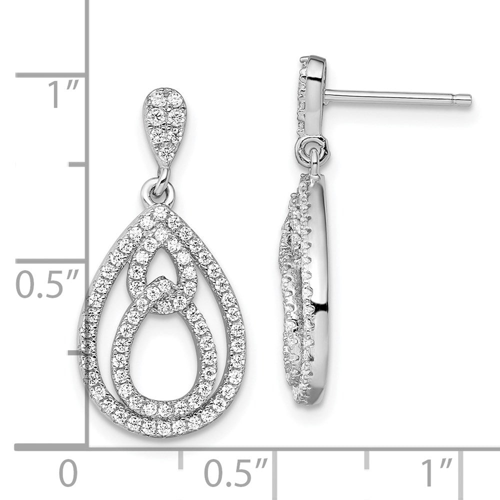 Brilliant Embers Sterling Silver Rhodium-plated 148 Stone Micro PavÇ CZ Dangle Post Earrings