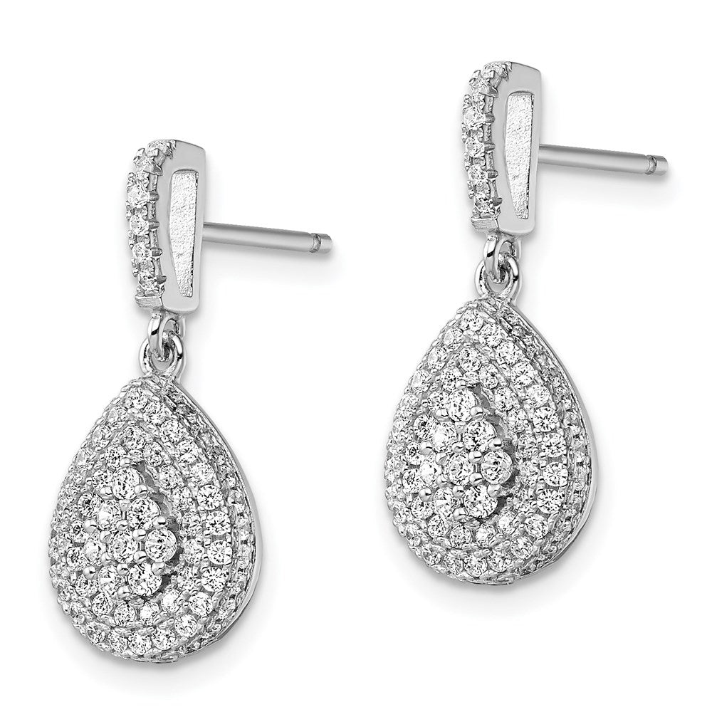 Brilliant Embers Sterling Silver Rhodium-plated 164 Stone Micro PavÇ CZ Teardrop Dangle Post Earrings