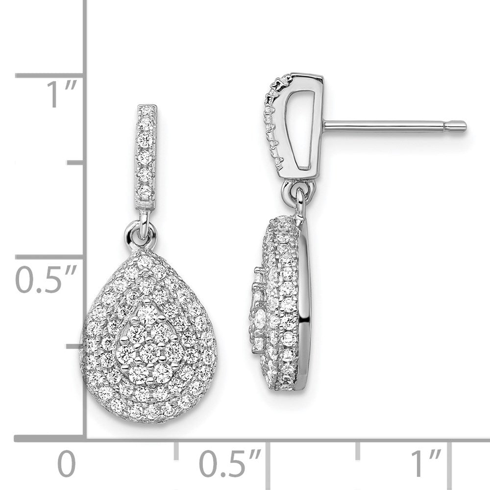 Brilliant Embers Sterling Silver Rhodium-plated 164 Stone Micro PavÇ CZ Teardrop Dangle Post Earrings
