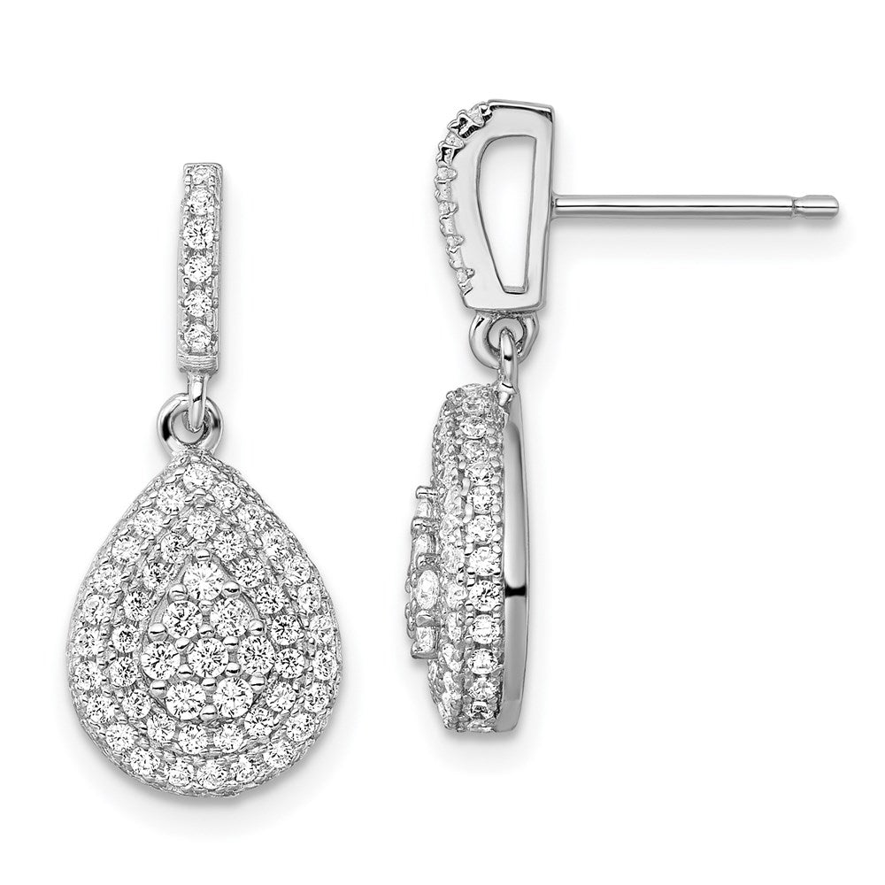 Brilliant Embers Sterling Silver Rhodium-plated 164 Stone Micro PavÇ CZ Teardrop Dangle Post Earrings