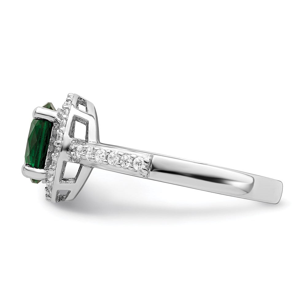 Brilliant Embers Sterling Silver Rhodium-plated 35 Stone White and Green Micro PavÇ CZ Ring