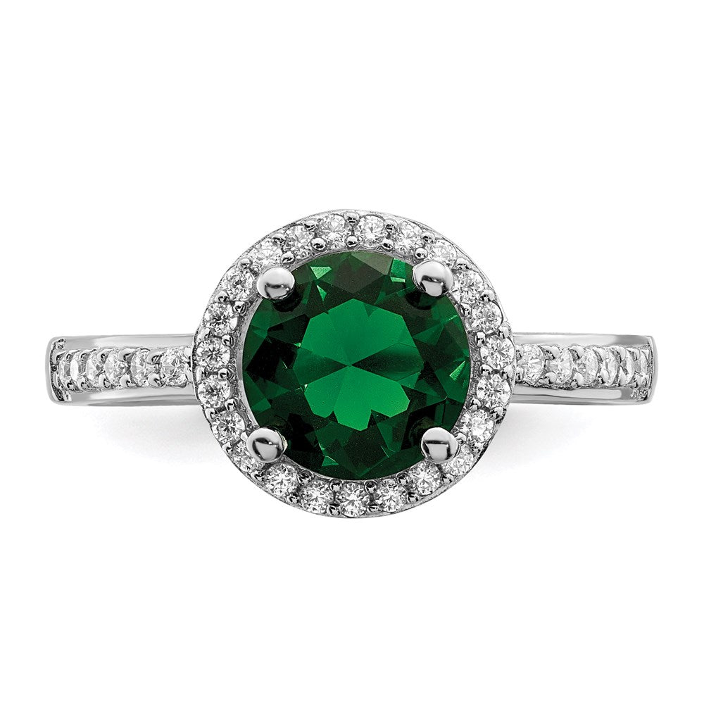 Brilliant Embers Sterling Silver Rhodium-plated 35 Stone White and Green Micro PavÇ CZ Ring