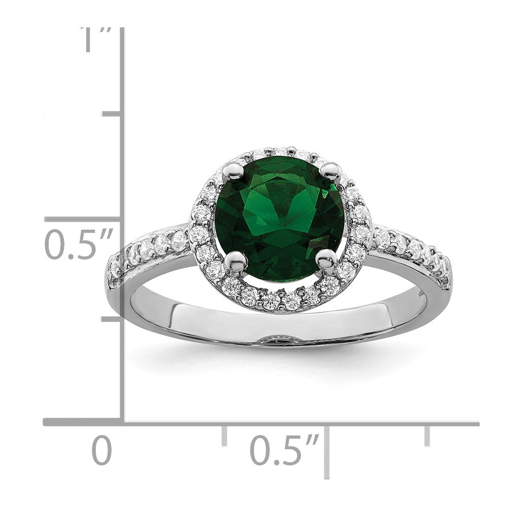 Brilliant Embers Sterling Silver Rhodium-plated 35 Stone White and Green Micro PavÇ CZ Ring