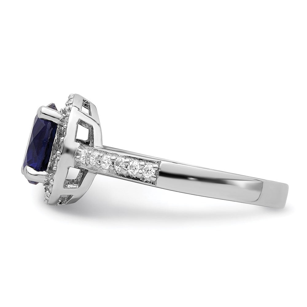 Brilliant Embers Sterling Silver Rhodium-plated 35 Stone White and Blue Micro PavÇ CZ Ring