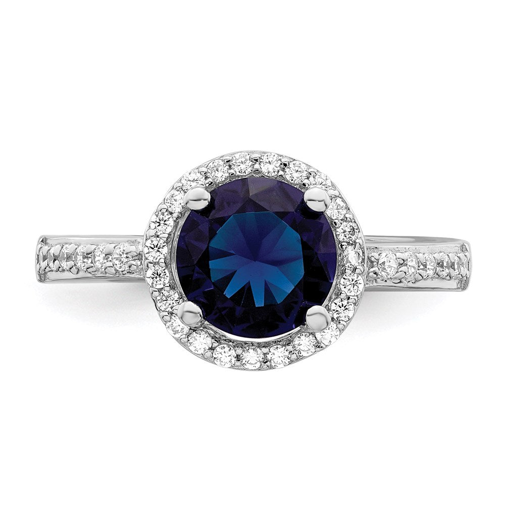 Brilliant Embers Sterling Silver Rhodium-plated 35 Stone White and Blue Micro PavÇ CZ Ring