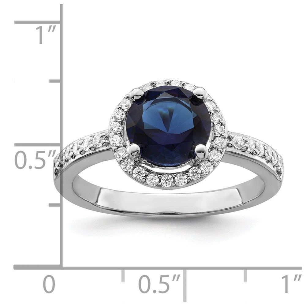 Brilliant Embers Sterling Silver Rhodium-plated 35 Stone White and Blue Micro PavÇ CZ Ring
