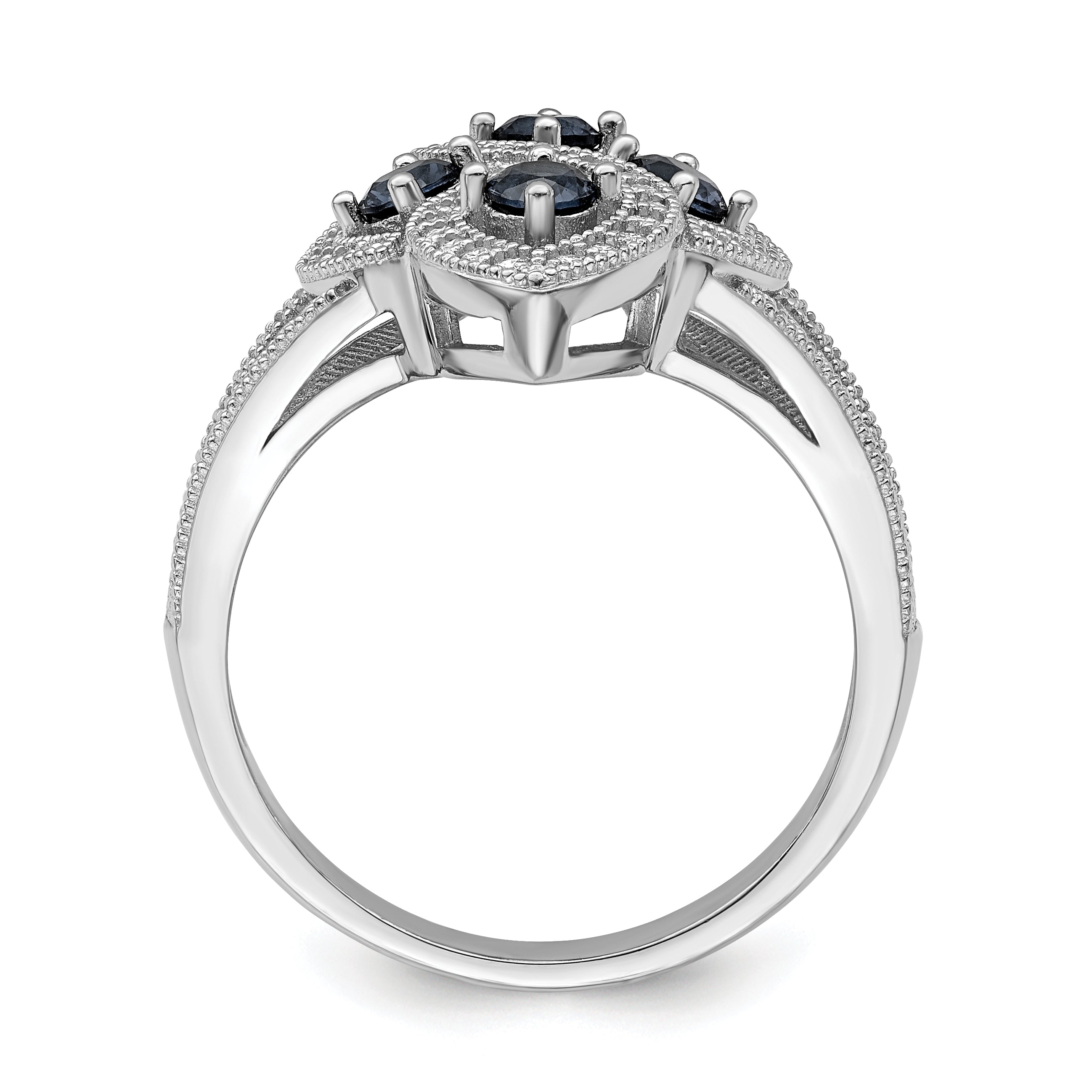 Brilliant Embers Sterling Silver Rhodium-plated 84 Stone Blue and White Micro PavÇ CZ Ring