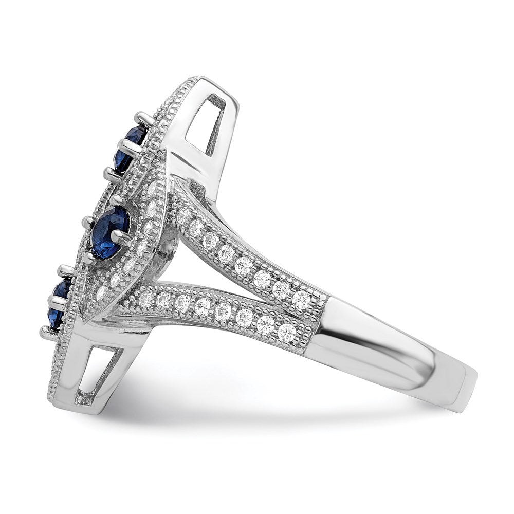 Brilliant Embers Sterling Silver Rhodium-plated 84 Stone Blue and White Micro PavÇ CZ Ring