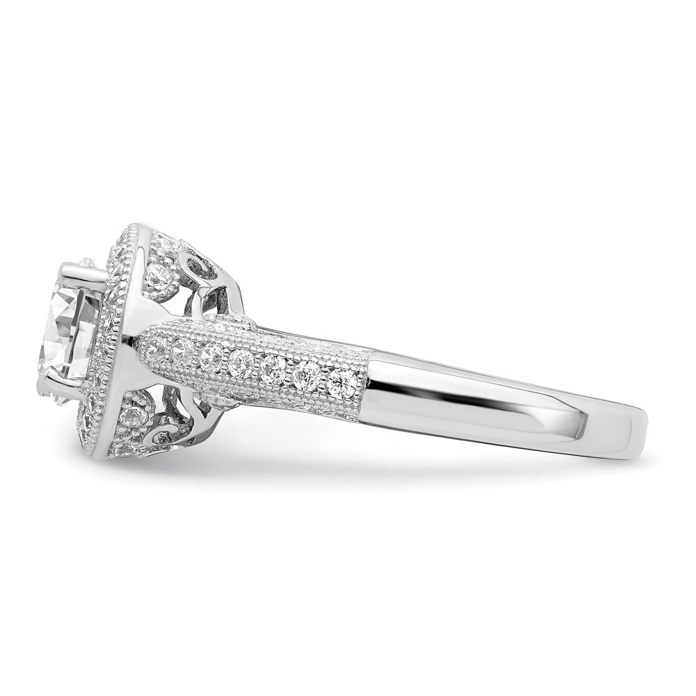 Brilliant Embers Sterling Silver Rhodium-plated 81 Stone Halo Micro PavÇ CZ Ring