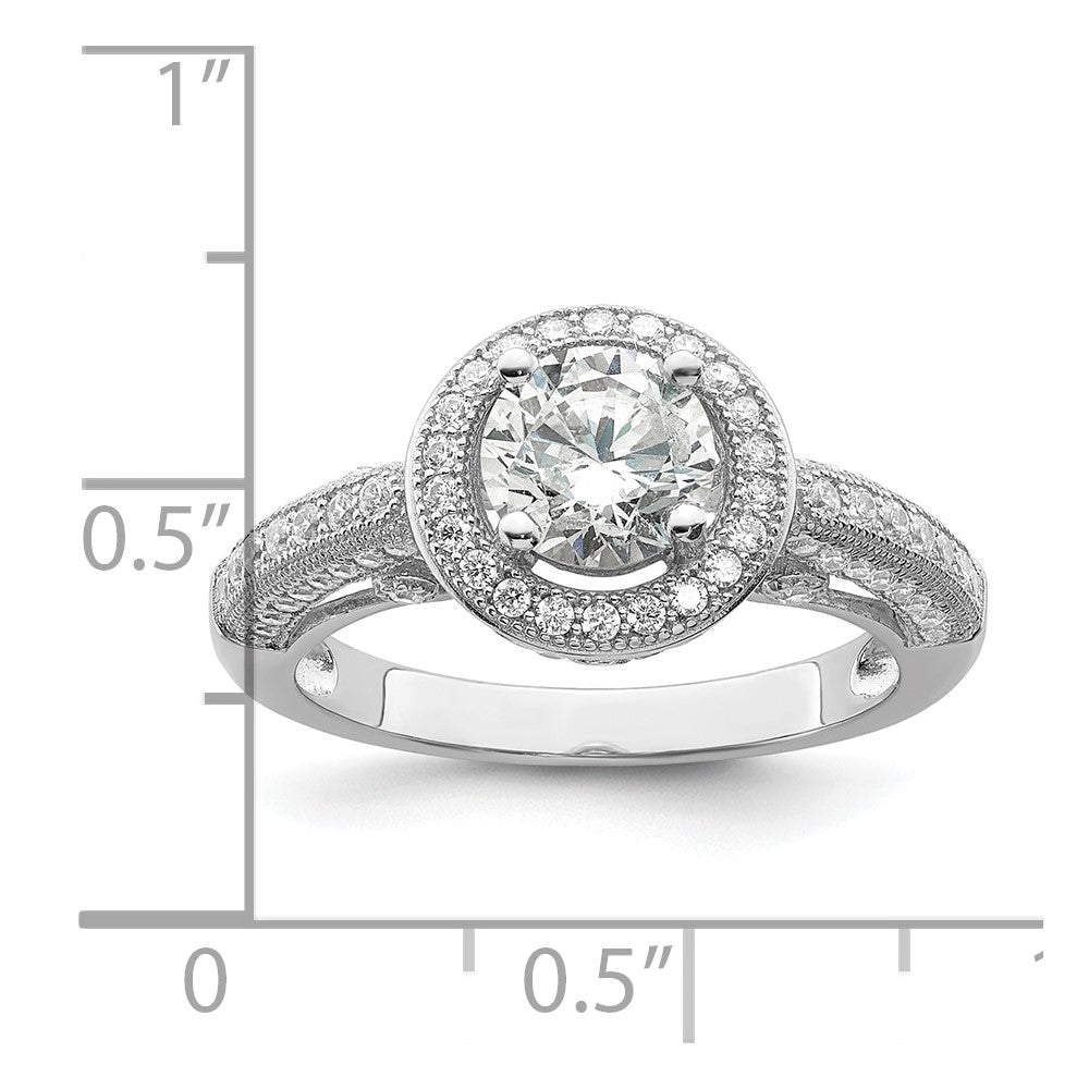 Brilliant Embers Sterling Silver Rhodium-plated 81 Stone Halo Micro PavÇ CZ Ring
