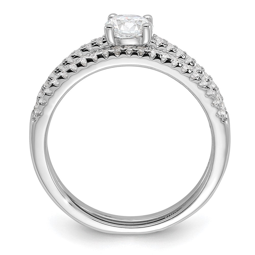 Brilliant Embers Sterling Silver Rhodium-plated 40 Stone Micro PavÇ CZ 2 Piece Wedding Ring Set