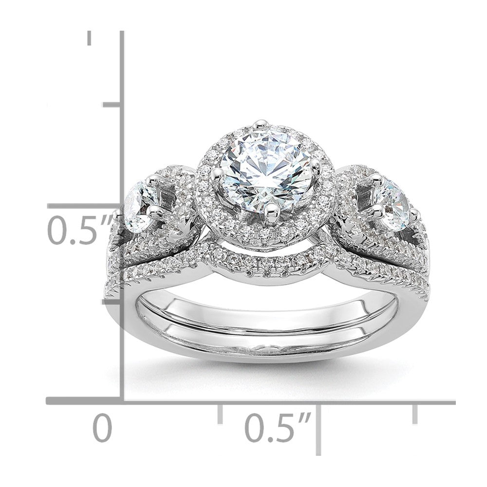 Brilliant Embers Sterling Silver Rhodium-plated 93 Stone Micro PavÇ CZ 2-piece Wedding Set