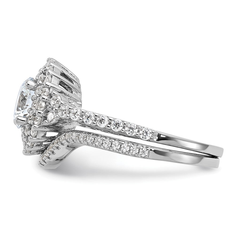 Brilliant Embers Sterling Silver Rhodium-plated 86 Stone Micro PavÇ CZ 2-piece Wedding Set