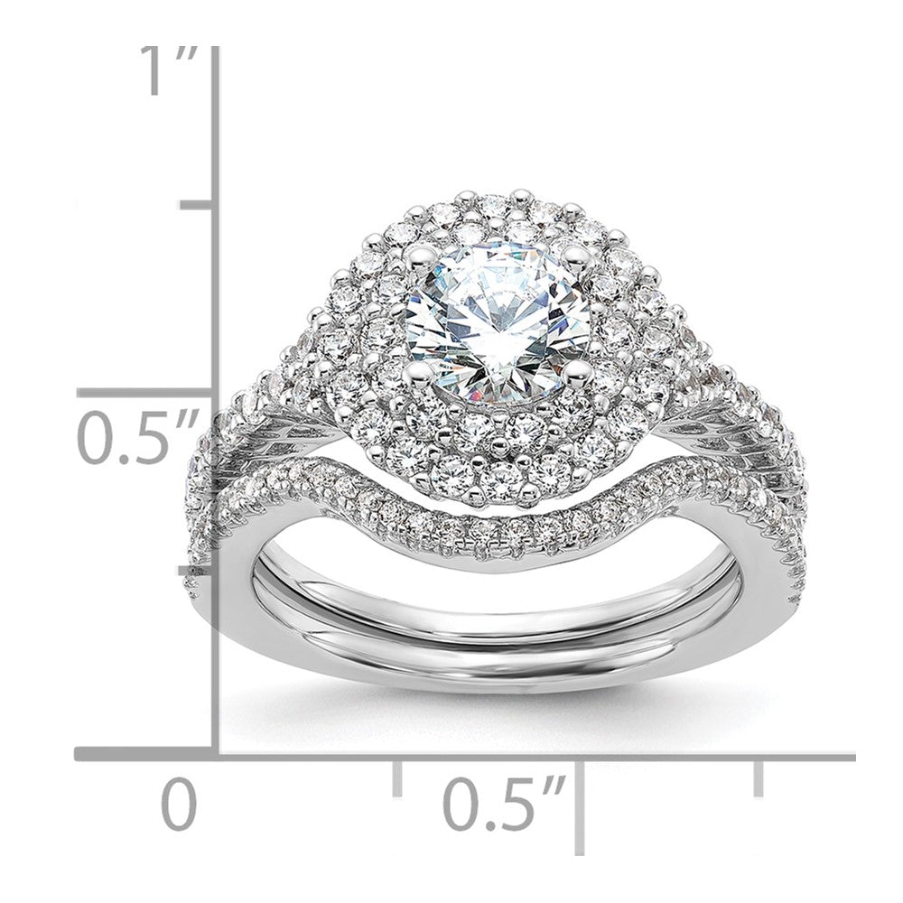 Brilliant Embers Sterling Silver Rhodium-plated 86 Stone Micro PavÇ CZ 2-piece Wedding Set