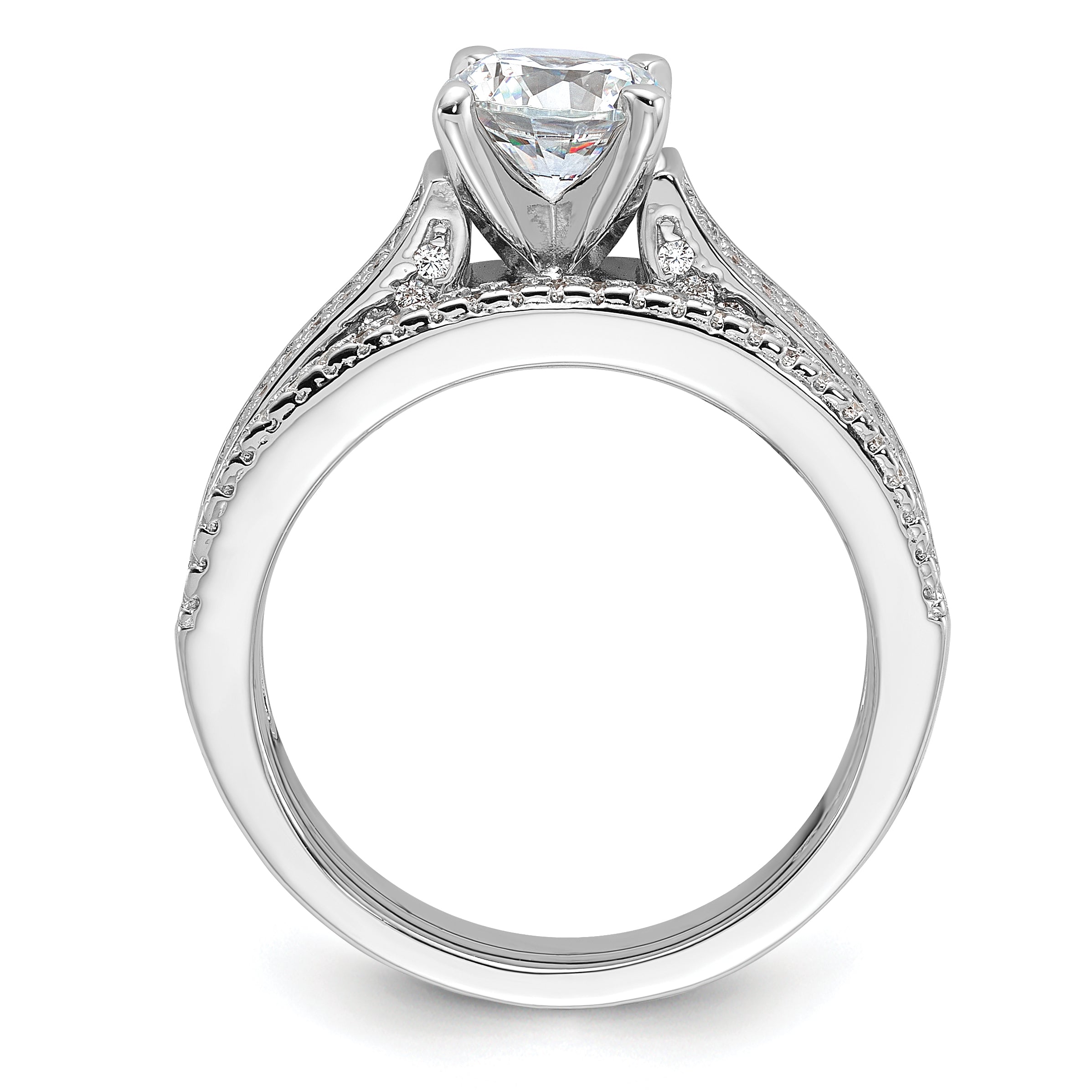 Brilliant Embers Sterling Silver Rhodium-plated 135 Stone Micro PavÇ CZ 2-piece Wedding Set