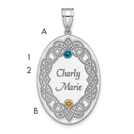 Sterling Silver Rhodium-plated Crystal Family Pendant