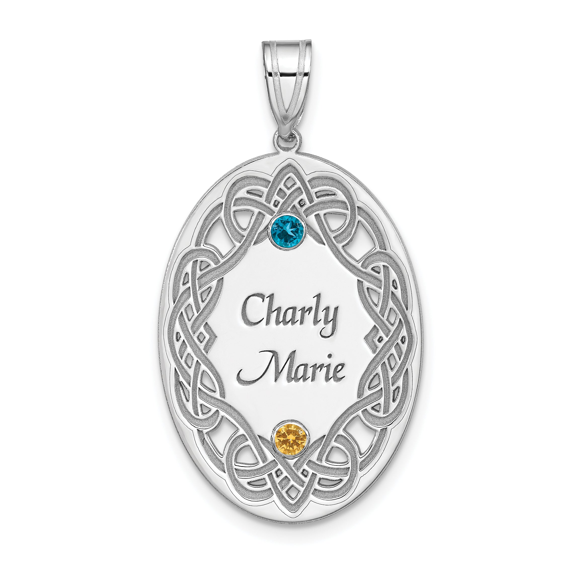 Sterling Silver Rhodium-plated Crystal Family Pendant