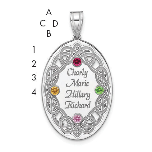 Sterling Silver Rhodium-plated Crystal Family Pendant